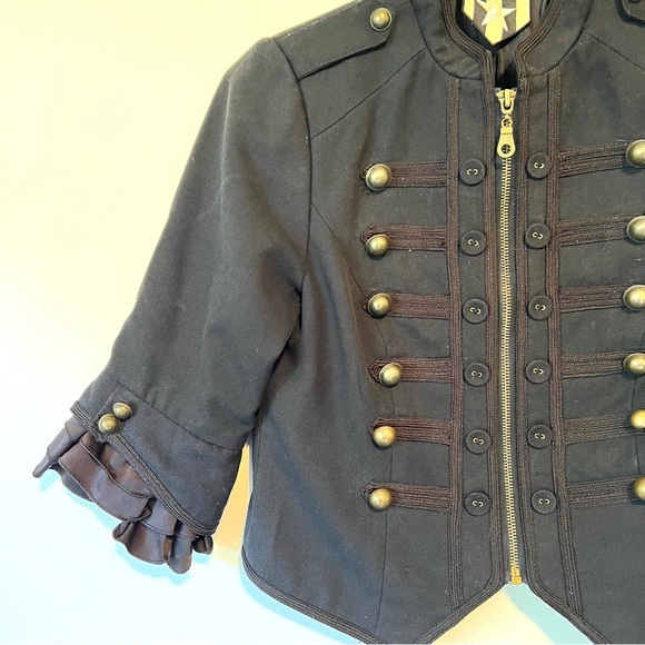 Military Crop Jacket Frilled & Ruffled 3/4 sleeve, adult xs kids xl - Picture 2 of 9